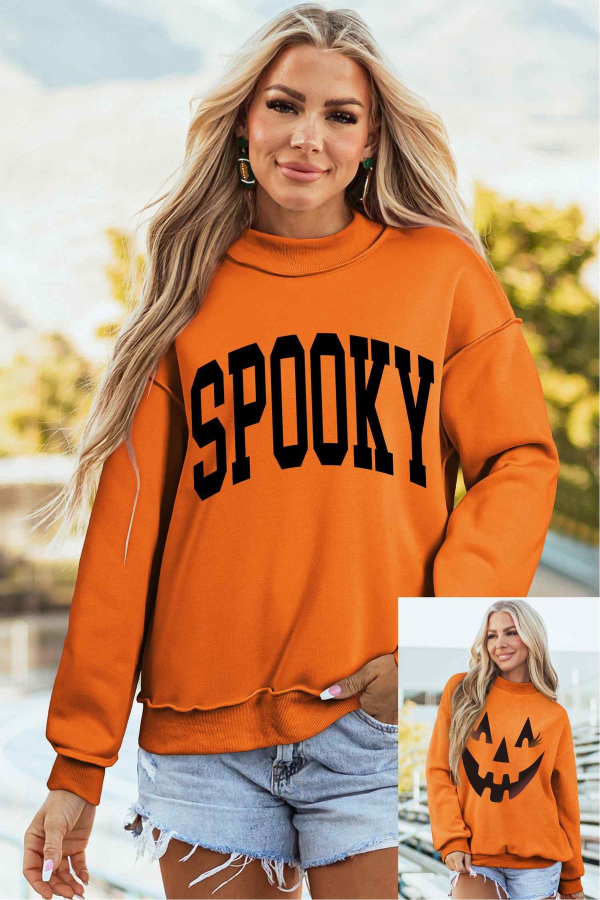 Orange Reversible Halloween Sweatshirt - KaleaBoutique.com