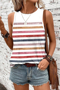 Rainbow Round Neck Tank Top - KaleaBoutique.com