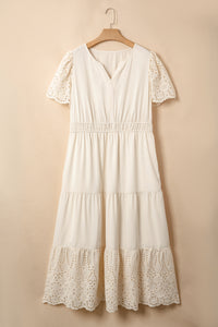 Apricot Plus Size V-Neck Eyelet Embroidered Maxi Dress - KaleaBoutique.com