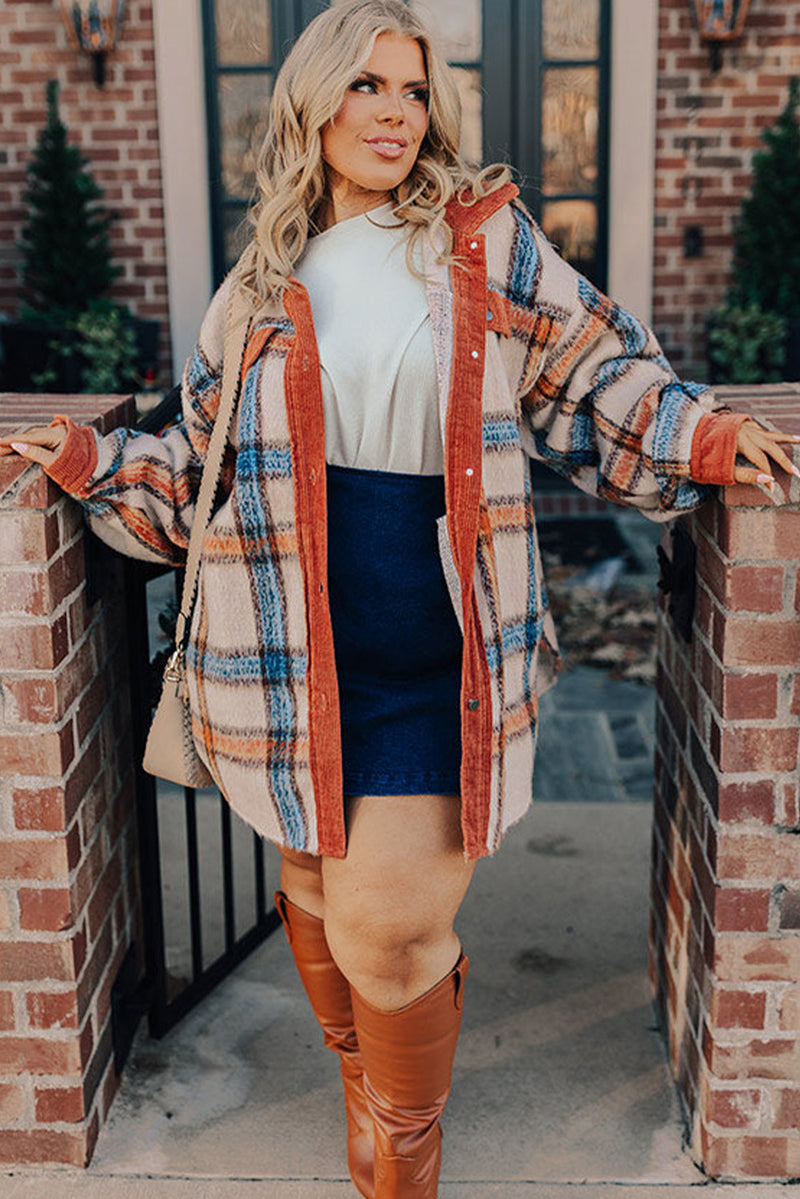 KaleaBoutique Plus Size Plaid Print Collared Buttoned Jacket - KaleaBoutique.com