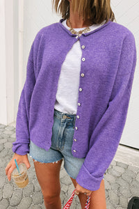 KaleaBoutique Comfortable Solid Color Knit Button Drop Shoulder Sweater Cardigan - KaleaBoutique.com