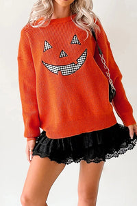 Drop Shoulder Long Sleeve Round Neck Halloween Sweater - KaleaBoutique.com