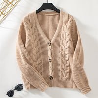 Women's Cable-Knit V-Neck Button-Front Cardigan - KaleaBoutique.com