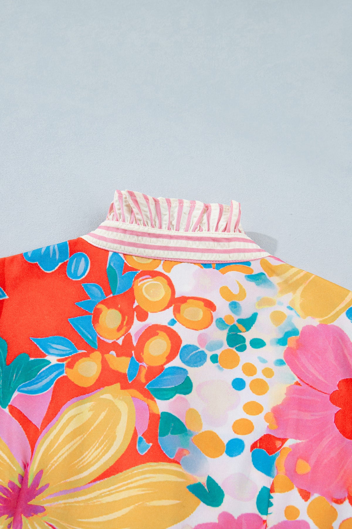 KaleaBoutique Stylish Floral Print Striped Trim Button Down Short Sleeve Vacation Dress - KaleaBoutique.com