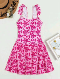 Women Ruffle-Strap Rose Floral Print One-Piece Swimsuit - KaleaBoutique.com