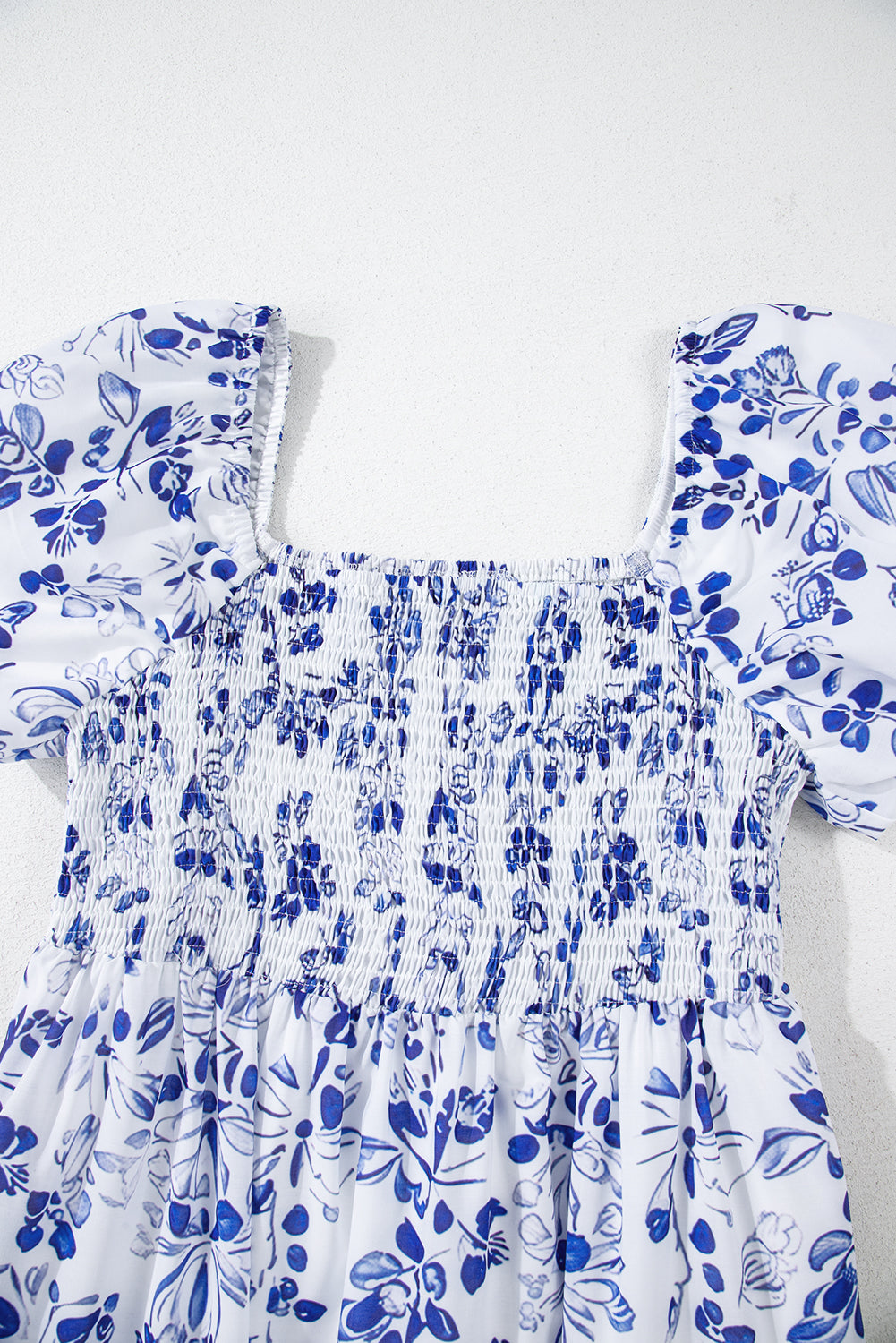 KaleaBoutique Stylish Floral Print Square Neck Bubble Sleeve High Waist Maxi Dress - KaleaBoutique.com