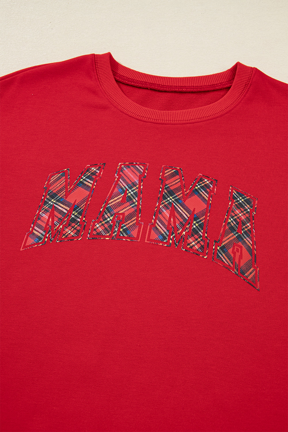 KaleaBoutique Comfortable Plaid Mama Graphic Christmas Holiday Crewneck Pullover and Pants Two Piece Lounge Set - KaleaBoutique.com