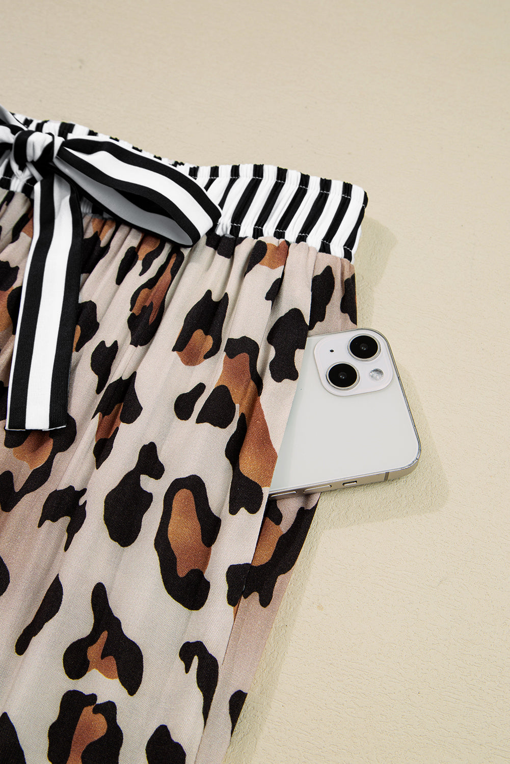 KaleaBoutique Stylish Dearlove Leopard Print Colorblock Striped Edge Shirt and Pants Pajama Set - KaleaBoutique.com
