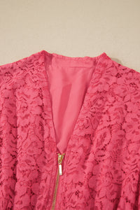 KaleaBoutique Stylish Floral Lace Overlay Zip Up V Neck Smocked Waist Sleeveless Dress - KaleaBoutique.com
