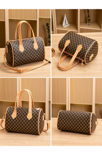 Coffee Retro Geometric Print Portable Shoulder Strap PU Leather Bag - KaleaBoutique.com