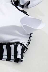 KaleaBoutique Stylish Plus Size Knot Cutout Ruffle Sleeve and High Waisted 2pcs Swimsuit - KaleaBoutique.com