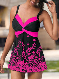 Women's Leaf-Print Twist-Front Skirted Tankini Set - KaleaBoutique.com