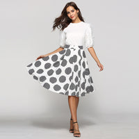 Women's Large Circle-Print Flared Midi Skirt - KaleaBoutique.com