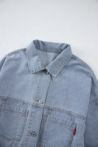 Washed Oversize Pocketed Denim Jacket - KaleaBoutique.com