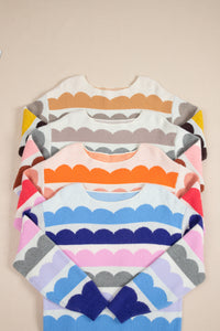 KaleaBoutique Stylish Wave Striped Balloon Sleeve Drop Shoulder Sweater - KaleaBoutique.com