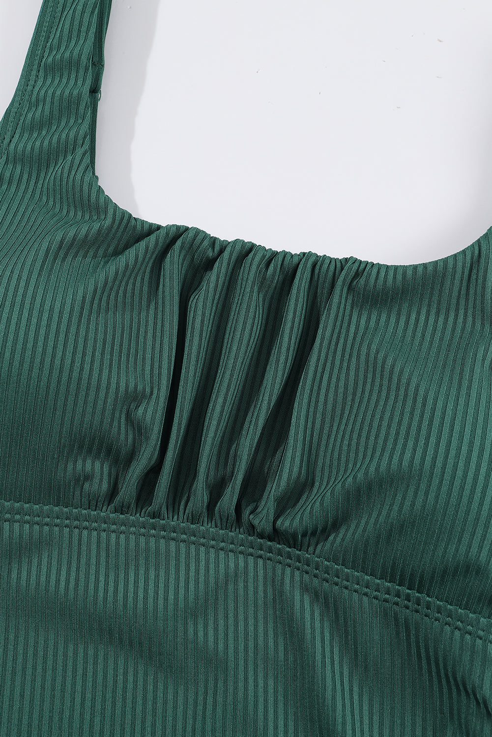 KaleaBoutique Stylish Comfortable Ruched U Neck Ribbed Tankini - KaleaBoutique.com
