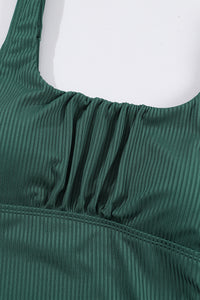 KaleaBoutique Stylish Comfortable Ruched U Neck Ribbed Tankini - KaleaBoutique.com