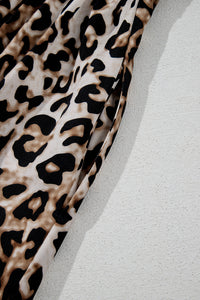 KaleaBoutique Stylish Leopard Print Bubble Sleeve Square Neck Maxi Dress - KaleaBoutique.com