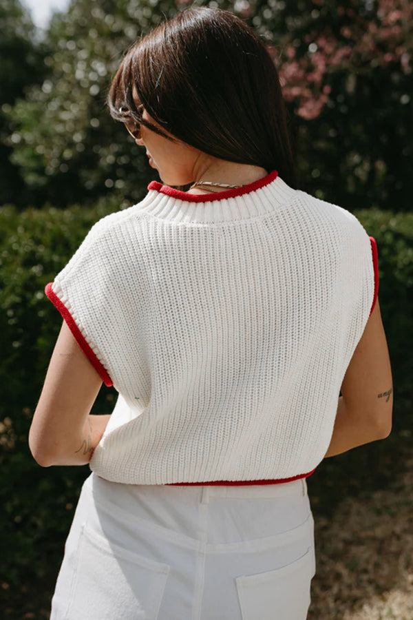KaleaBoutique Comfortable Flag Print Cropped Short Sleeve Sweater - KaleaBoutique.com