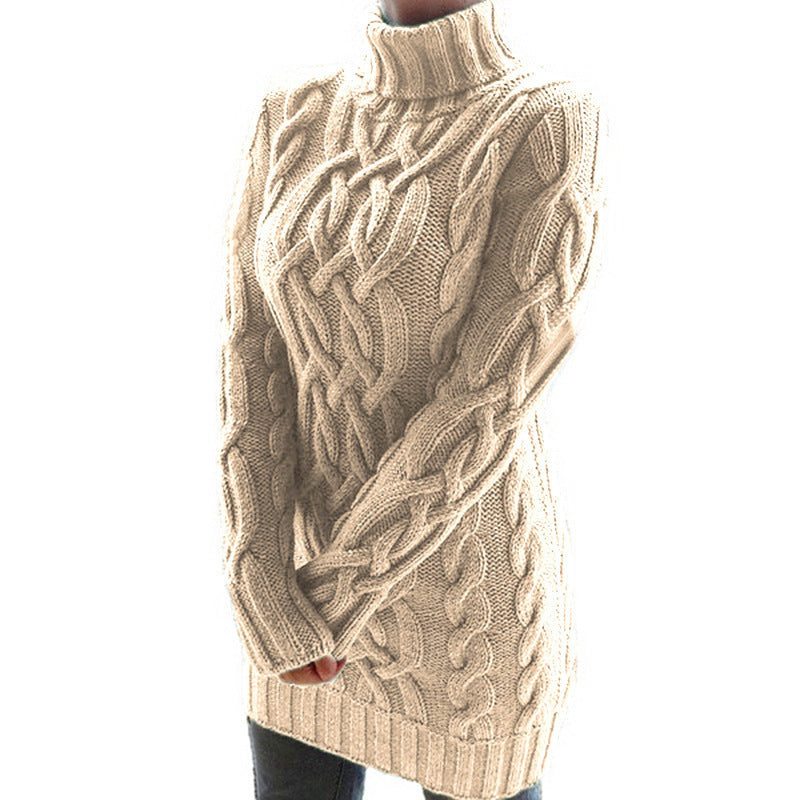 Women's Cable-Knit Turtleneck Sweater Dress - KaleaBoutique.com