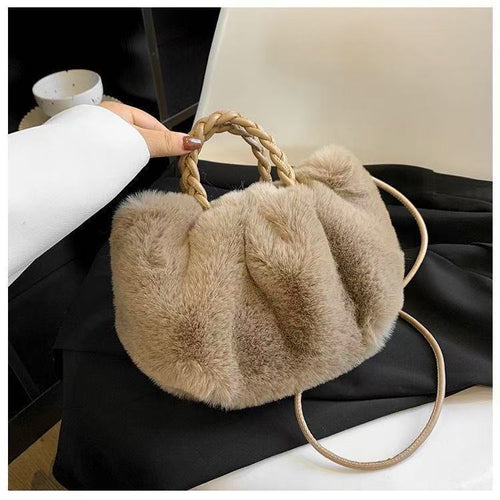 Light Coffee Plush Cloud Shoulder Bag - KaleaBoutique.com