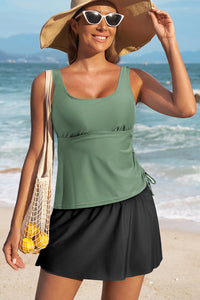 KaleaBoutique Stylish Scoop Neck Adjustable Tankini and Matching Skort Bathing Suit - KaleaBoutique.com