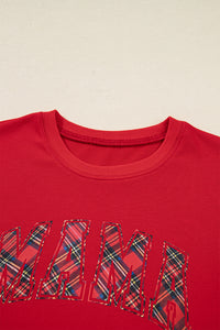 KaleaBoutique Comfortable Plaid Mama Graphic Christmas Holiday Crewneck Pullover and Pants Two Piece Lounge Set - KaleaBoutique.com