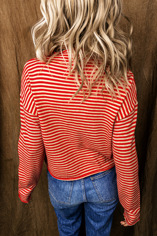 KaleaBoutique Stylish Striped Button Collar Long Sleeve Knit Cardigan - KaleaBoutique.com