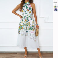 Halterneck Printed Waist Slimming Dress Women - KaleaBoutique.com