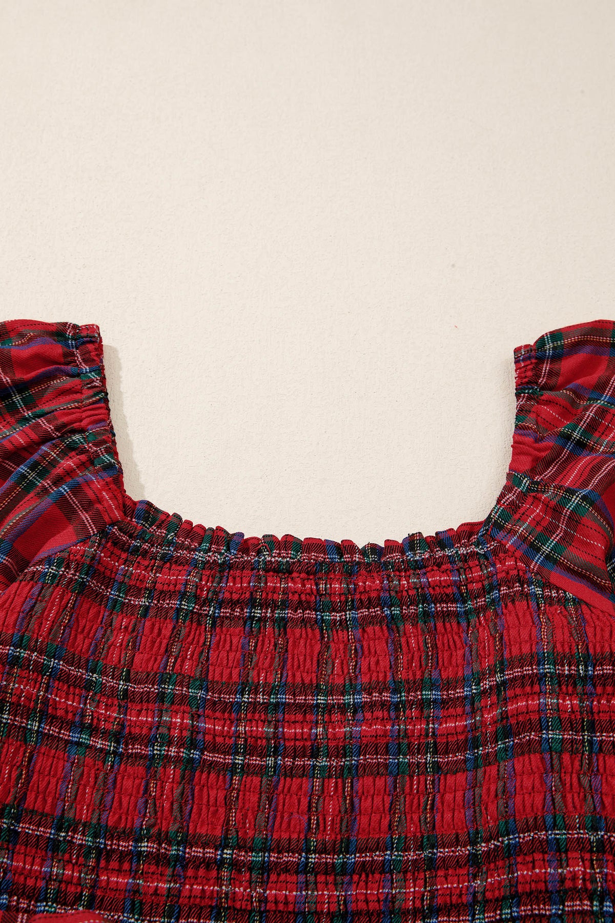 KaleaBoutique Stylish Plaid Square Neck Puff Sleeve Knot Waist Flared Midi Dress - KaleaBoutique.com