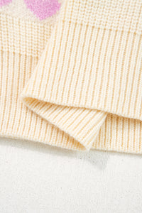 Heart Pattern Valentine Ribbed Knit Sweater - KaleaBoutique.com