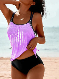 Women's USA Frag Graphic-Print Side-Drawstring 2 PC Tankini Set - KaleaBoutique.com