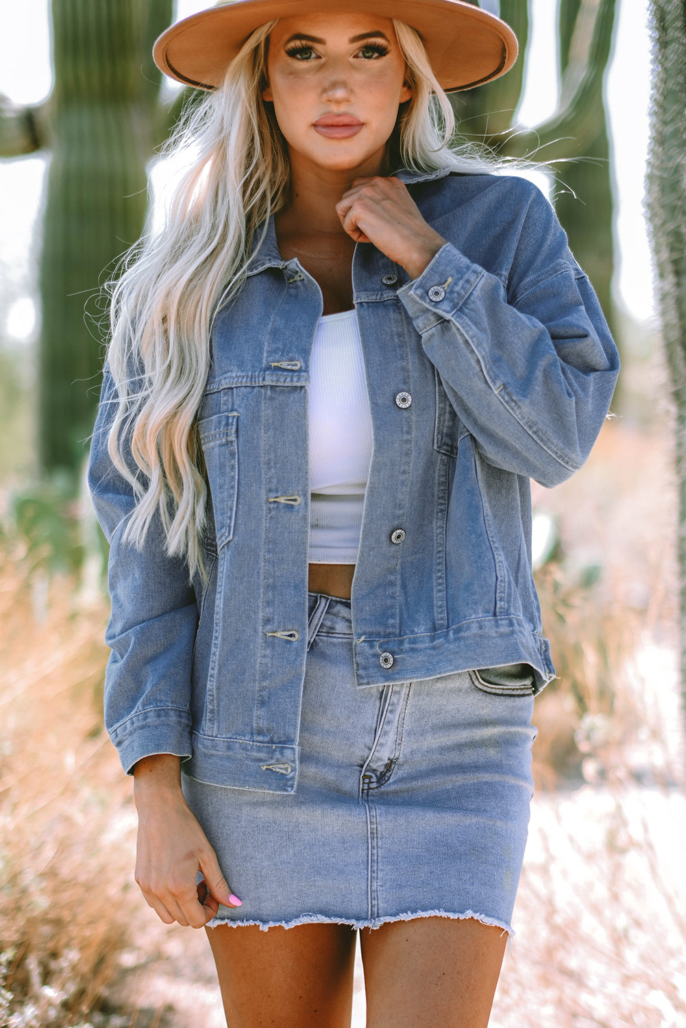 KaleaBoutique Stylish Classic Washed Oversize Pocketed Denim Jacket - KaleaBoutique.com