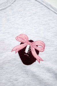 KaleaBoutique Comfortable Embroidered Football Bow Back Long Sleeve Sweatshirt - KaleaBoutique.com