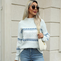 Women's Snowflake Mock-Neck Pastel Color Christmas Pullover Sweater - KaleaBoutique.com
