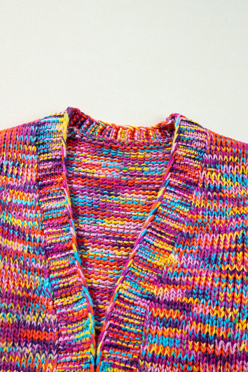 KaleaBoutique Stylish Confetti Drop Shoulder Open Front Cardigan - KaleaBoutique.com