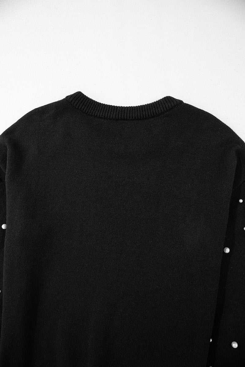 KaleaBoutique Pearled Drop Shoulder Round Neck Sweater - KaleaBoutique.com