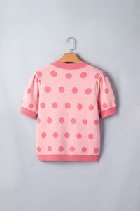 KaleaBoutique Comfortable Polka Dot Puff Short Sleeve Sweater Top - KaleaBoutique.com