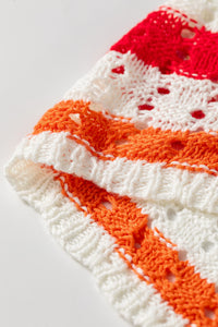 KaleaBoutique Stylish Striped Eyelet Knit V Neck Sweater Tee - KaleaBoutique.com