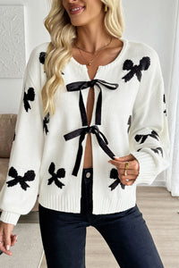 KaleaBoutique Comfortable Lace-up Bow Pattern Sweater Cardigan - KaleaBoutique.com