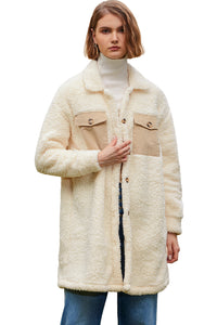 KaleaBoutique Stylish Contrast Flap Pocket Single Breasted Teddy Coat - KaleaBoutique.com