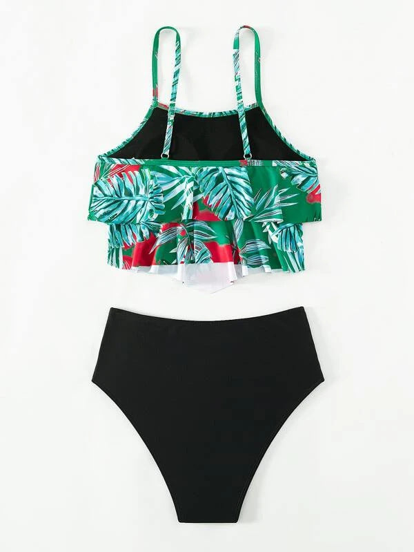 Women's Layered Flounce High-Waist Tankini Set - KaleaBoutique.com