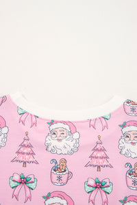 KaleaBoutique Stylish Ho Ho Ho Christmas Fashion Print 2pcs Lounge Short Set - KaleaBoutique.com