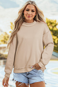 Oversize Drop Shoulder Reversible Mock Neck Sweatshirt - KaleaBoutique.com