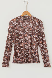 KaleaBoutique Stylish Polka Dot Bow Football Print Long Sleeve Mesh Top - KaleaBoutique.com