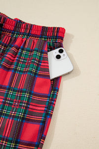 KaleaBoutique Comfortable Plaid Mama Graphic Christmas Holiday Crewneck Pullover and Pants Two Piece Lounge Set