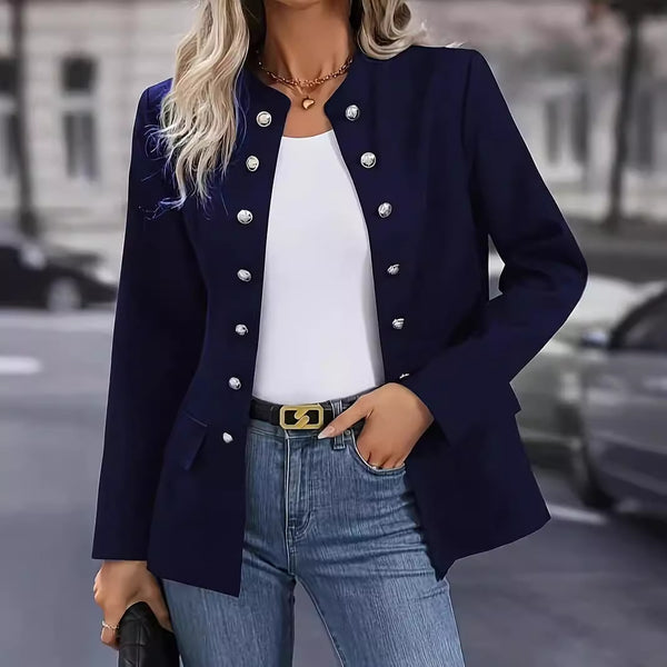 KaleaBoutique Women's Double-Breasted Stand-Collar Jacket - KaleaBoutique.com
