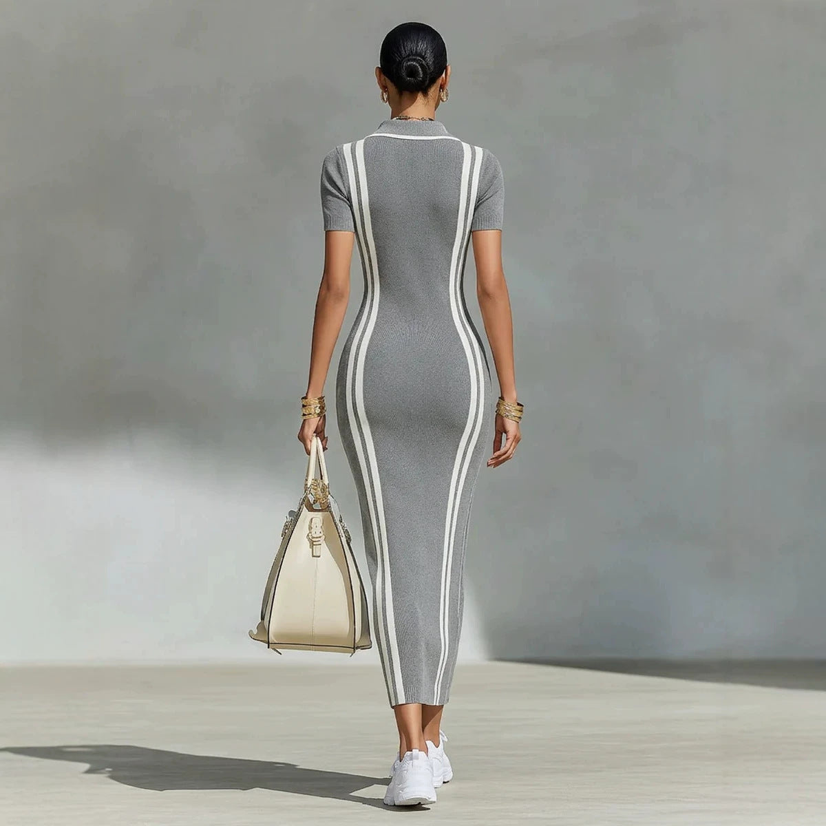 New Slim-fit White-striped Womens Dress - KaleaBoutique.com