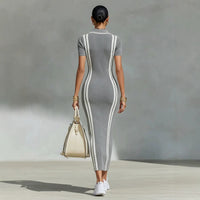 New Slim-fit White-striped Womens Dress - KaleaBoutique.com