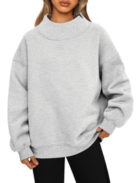 Women's Relaxed-Fit Mock-Neck Drop-Shoulder Sweatshirt - KaleaBoutique.com